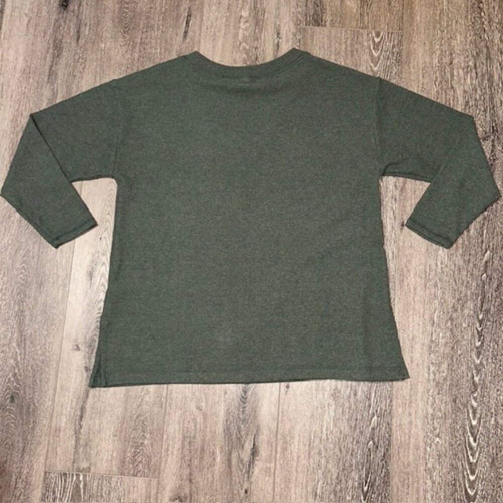 Old Navy Women's Plush Ribbed V-Neck Long Sleeve T-Shirt Olive Green Size Large - Picture 5 of 5